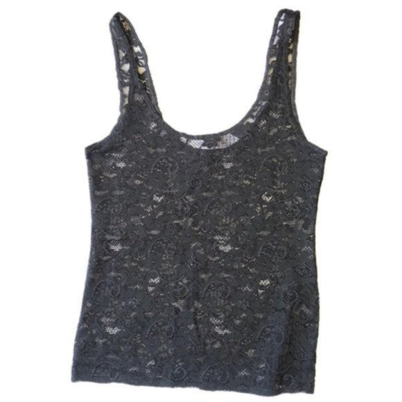 Aritzia Talula Tank-Top black floral lace Size M - Picture 1 of 6